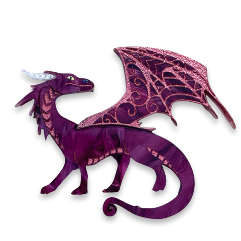 Maroon Dragon - Brooch