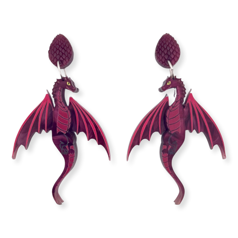 Maroon  Dragon - earrings