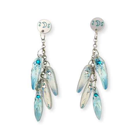 Blue feather moon - Earrings