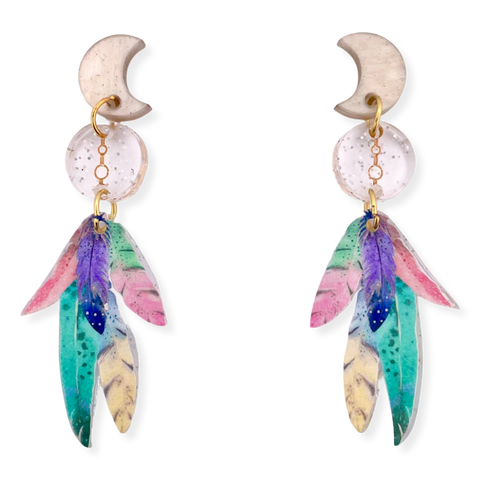 Rainbow feathers - Earrings