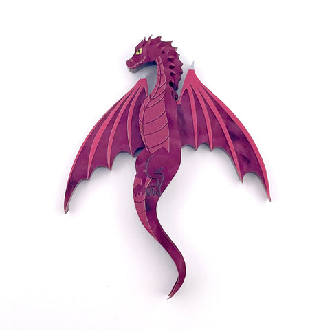 Maroon Dragon - Mini Brooch